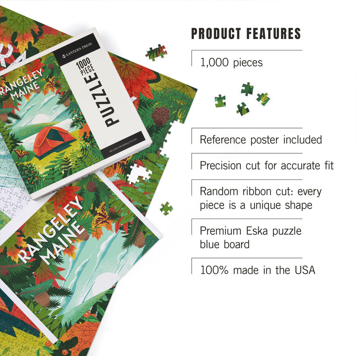 Rangeley, Maine, Peek That View, Tent Camping, Fall Colors, 1000 Piece Jigsaw Puzzle