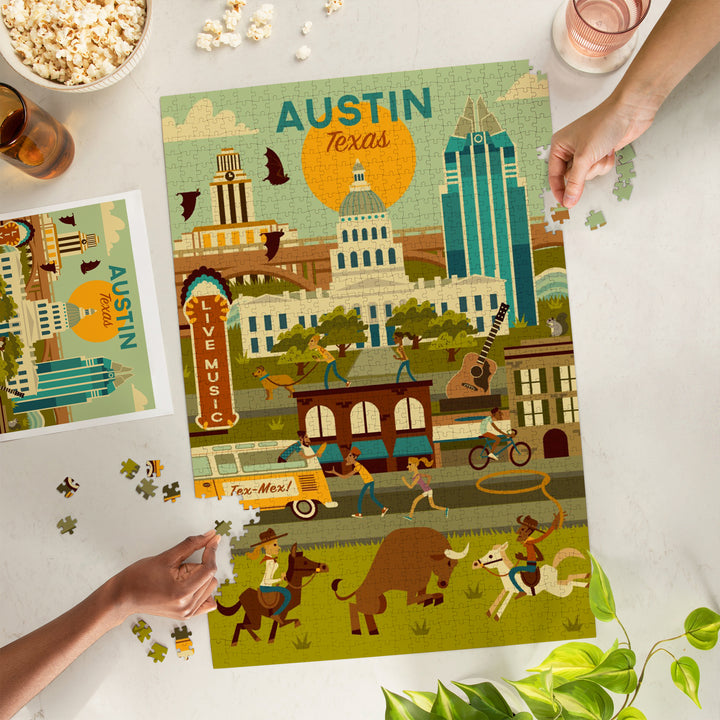 Austin, Texas, Geometric, City Series, 1000 Piece Jigsaw Puzzle