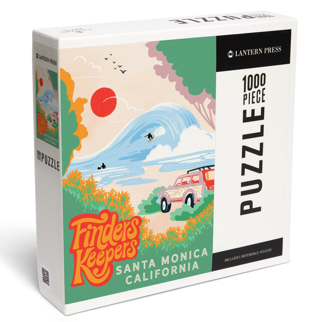 Santa Monica, California, Beach Surf Scene, Finders Keepers, Jigsaw Puzzle