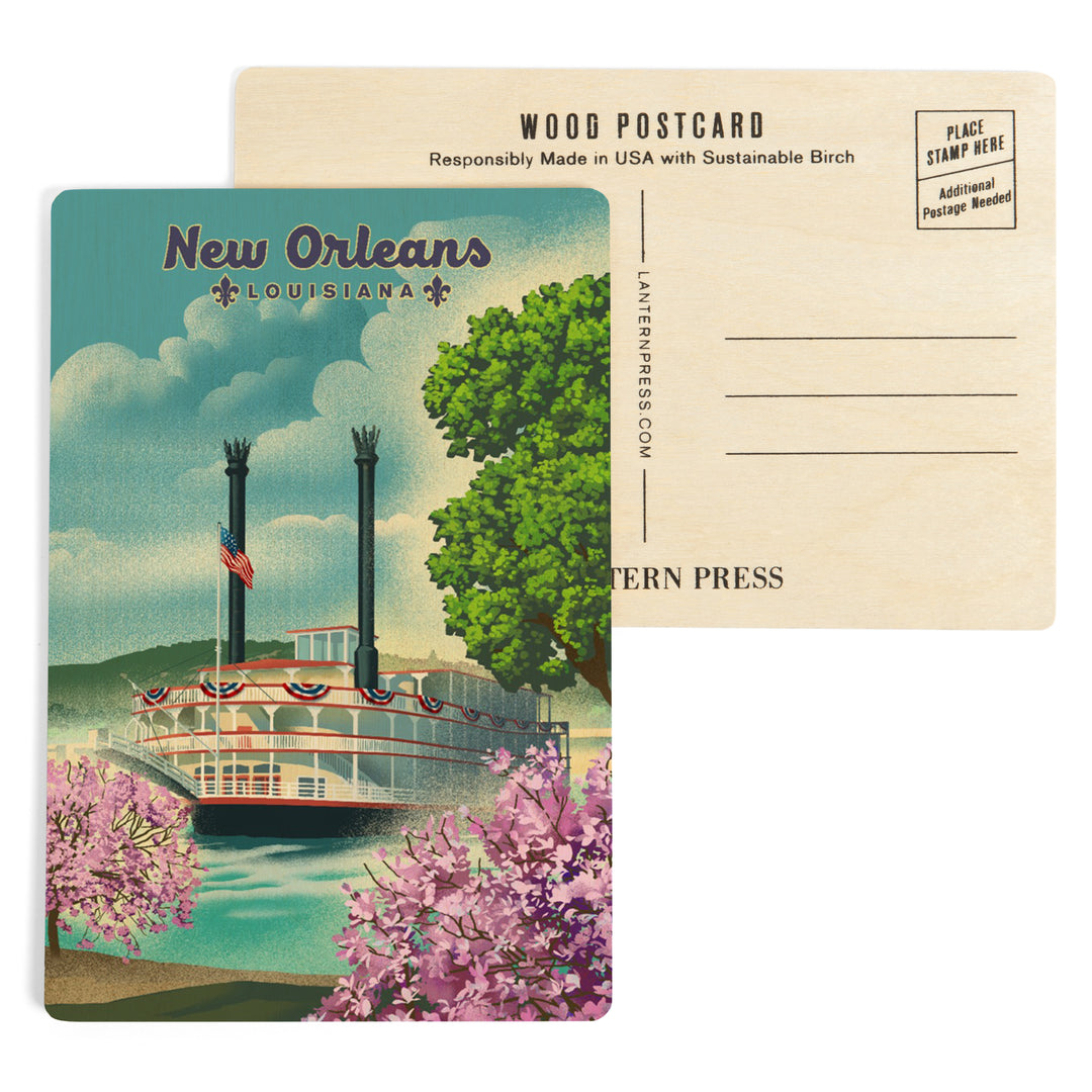 New Orleans, Louisiana, Litho Paddle Wheel, Wood Sign and Postcards
