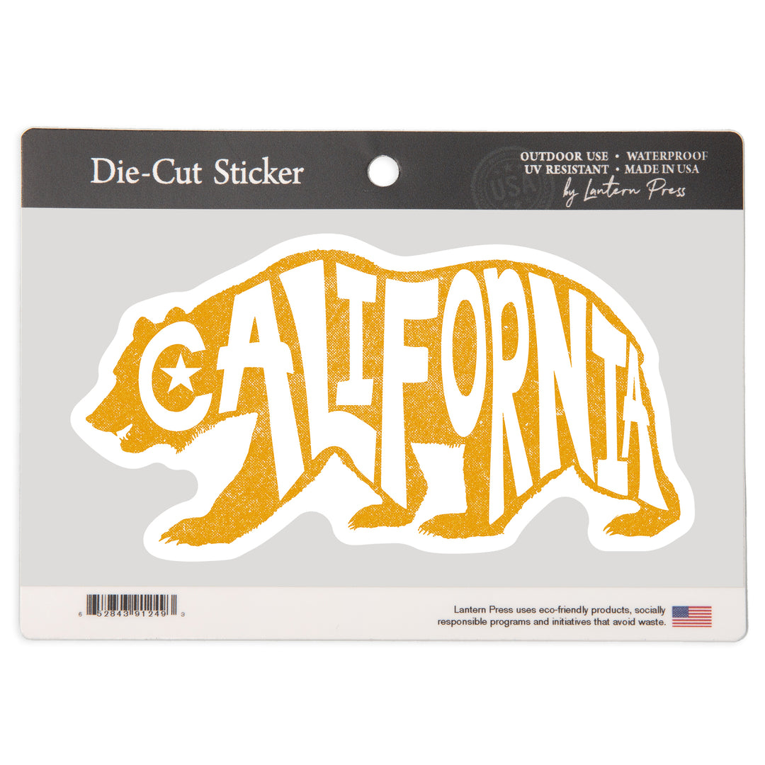 California, Typography, Bear Outline, Vinyl Sticker