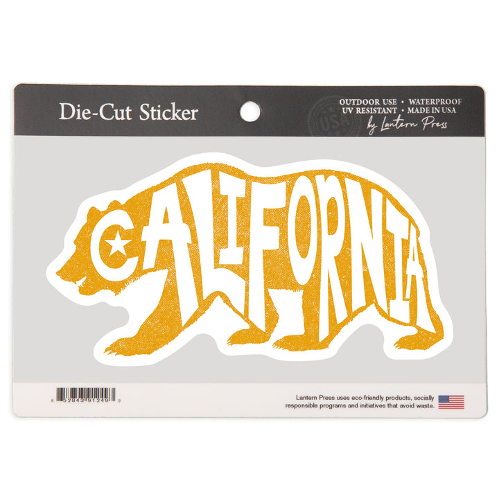 California, Typography, Bear Outline, Vinyl Sticker