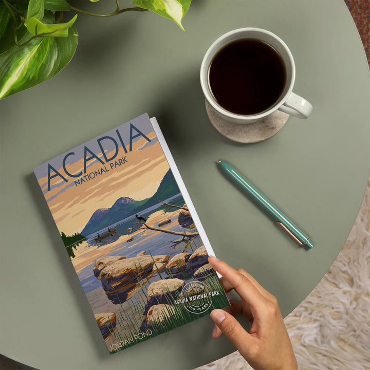 Lined 6x9 Journal, Acadia National Park, Maine, Celebrating 100 Years, Jordan Pond, Lay Flat, 193 Pages, FSC paper