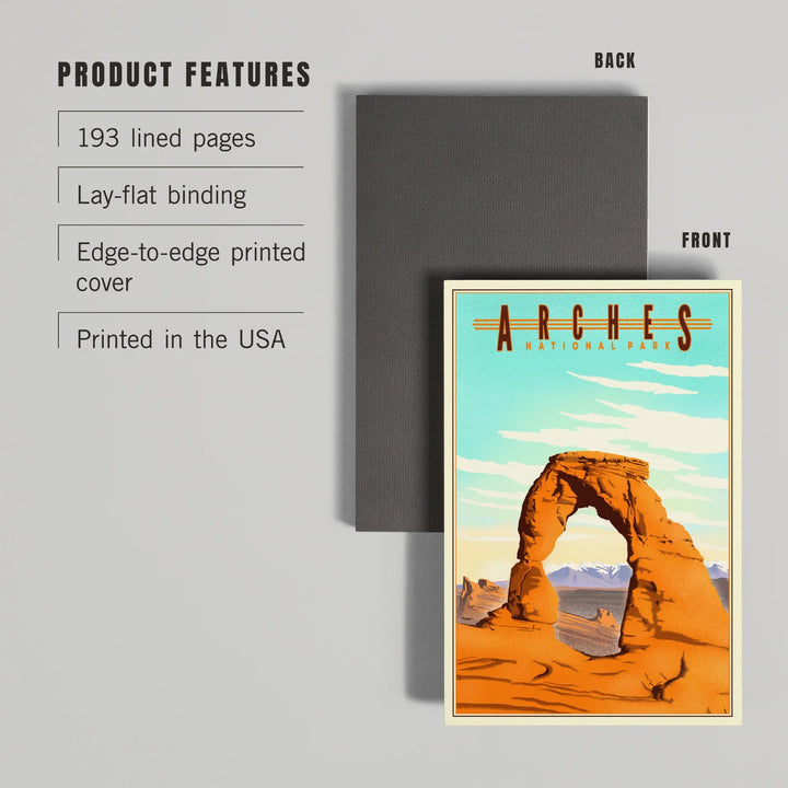 Lined 6x9 Journal, Arches National Park, Lithograph, Lay Flat, 193 Pages, FSC paper