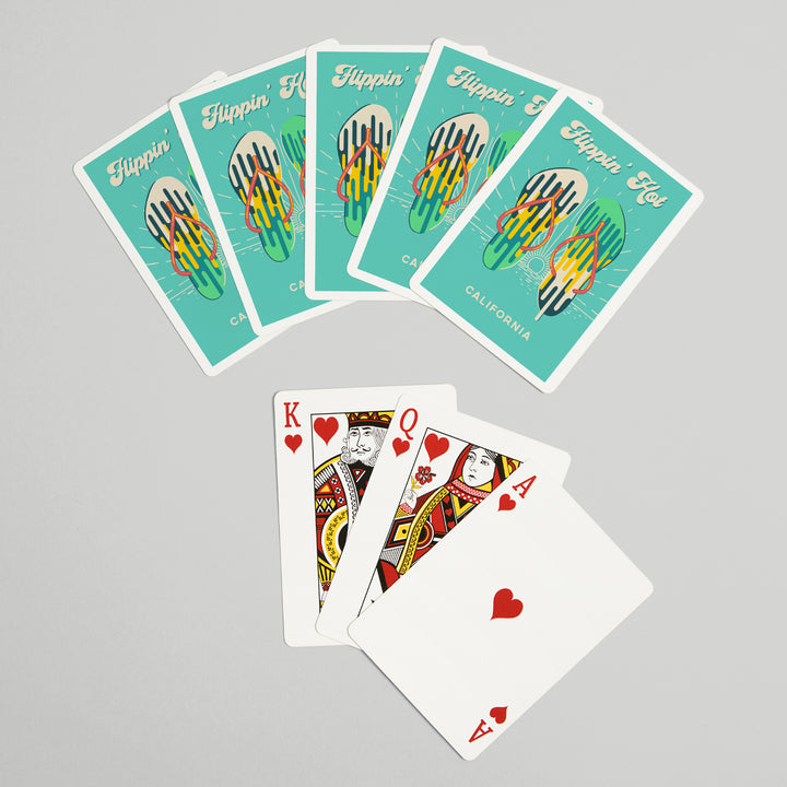 Playing Cards, California, Sweet Relief Collection, Flip Flops, Flippin Hot, 52 Card Deck with Jokers in Box, Unique Art