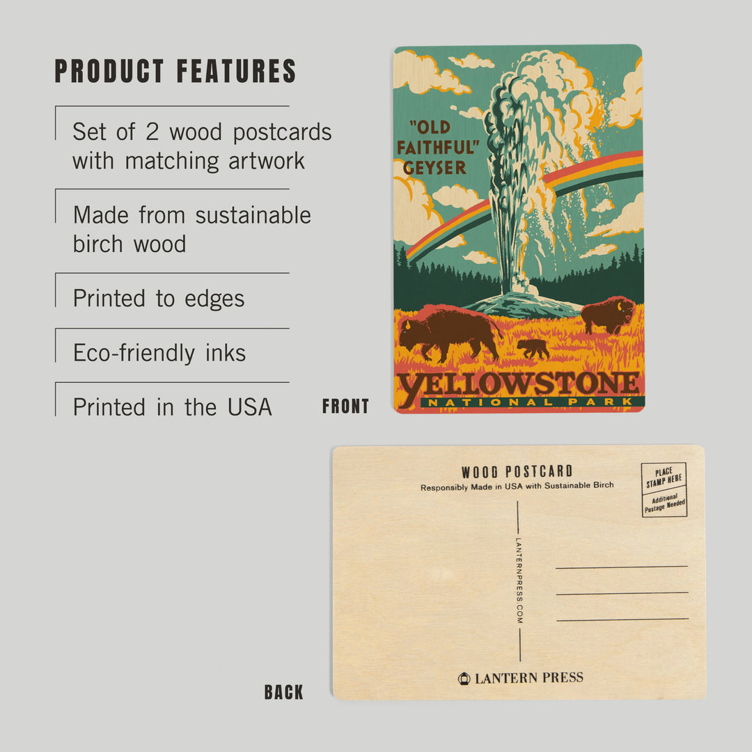 Yellowstone National Park, Wyoming, Explorer, Wood Sign and Postcards