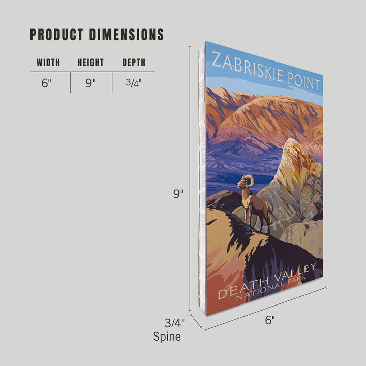 Lined 6x9 Journal, Death Valley National Park, California, Zabriskie Point and Bighorns, Painterly Series, Lay Flat, 193 Pages, FSC paper