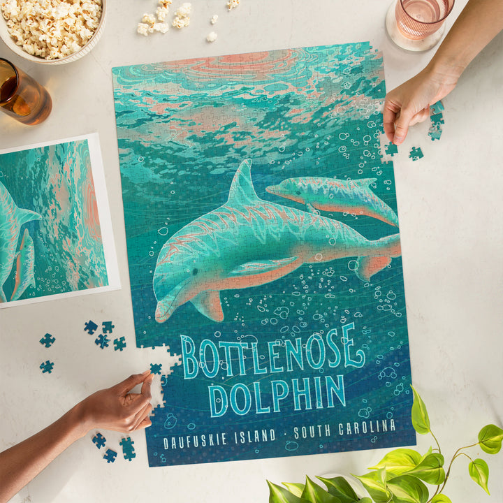 Daufuskie Island, South Carolina, Fluid Line Work, Bottlenose Dolphin, Jigsaw Puzzle