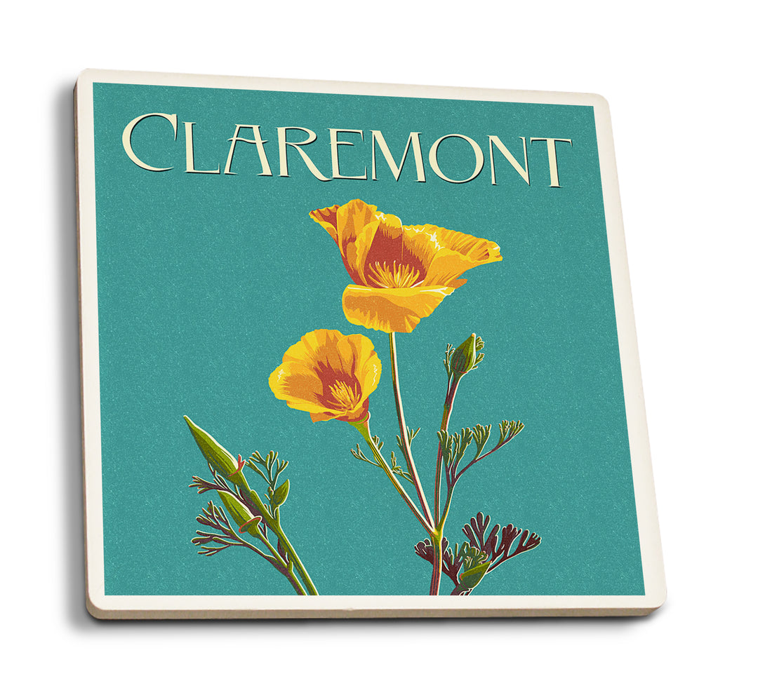 Claremont, California, Poppy, Letterpress, Coaster Set