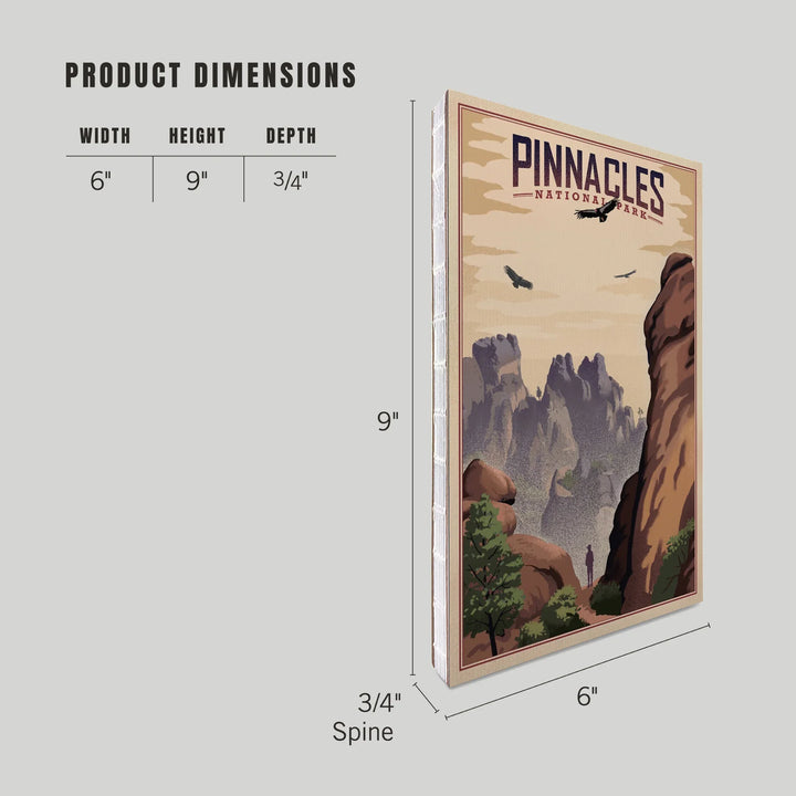 Lined 6x9 Journal, Pinnacles National Park, California, Lithograph, Lay Flat, 193 Pages, FSC paper