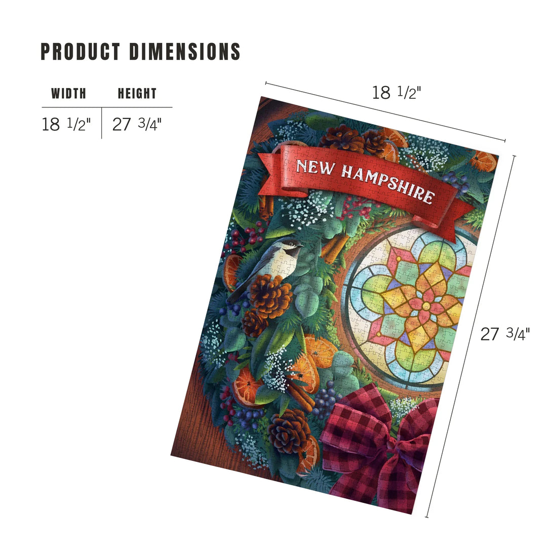 New Hampshire, Front Door with Christmas Wreath, 1000 Piece Jigsaw Puzzle