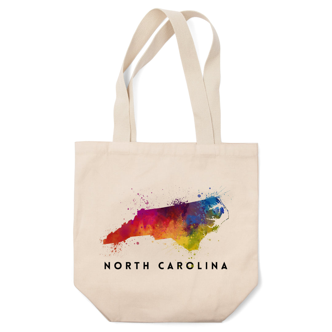 North Carolina, State Abstract Watercolor, Lantern Press Artwork, Tote Bag