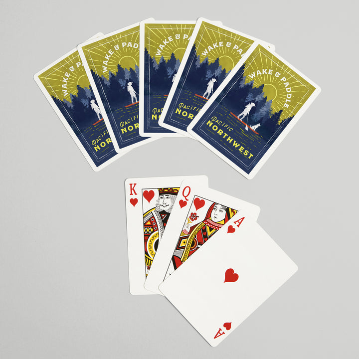 Playing Cards, Pacific Northwest, Lake Life Series, Wake and Paddle, Landscape with Trees, 52 Card Deck with Jokers in Box, Unique Art