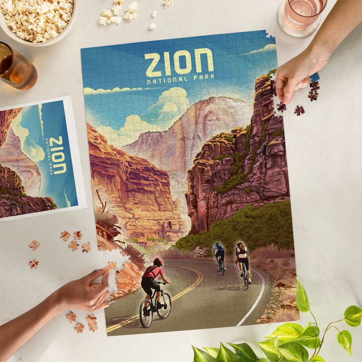 East Zion Bike Trail, Zion National Park Cycling Artwork, 1000 Piece Jigsaw Puzzle