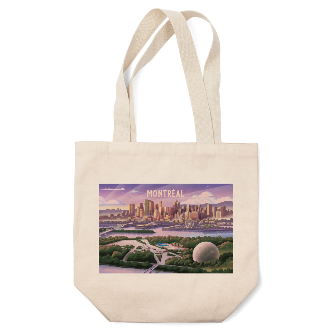 Montreal, Quebec, Lithograph City Series, Tote Bag