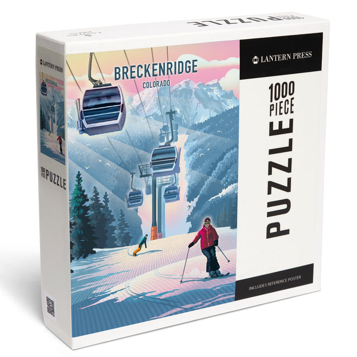 Breckenridge, Colorado, Lithograph, Gondola, Jigsaw Puzzle