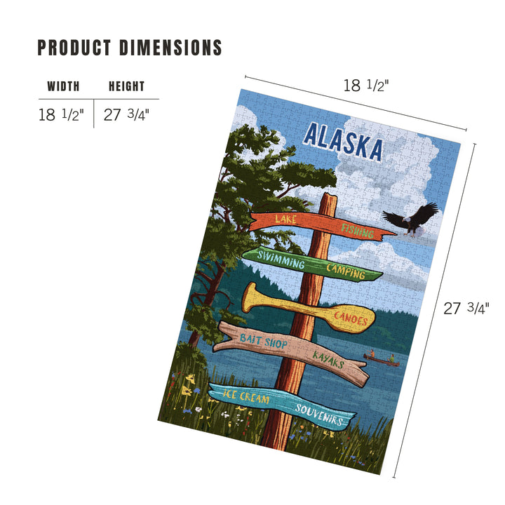 Alaska, Signpost, Lake and Eagle, Jigsaw Puzzle