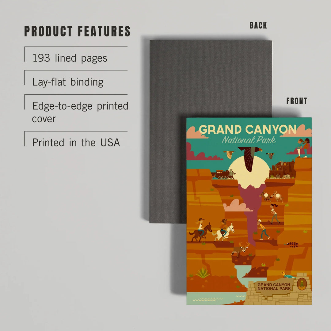Lined 6x9 Journal, Grand Canyon National Park, Arizona, Geometric National Park Series, Lay Flat, 193 Pages, FSC paper