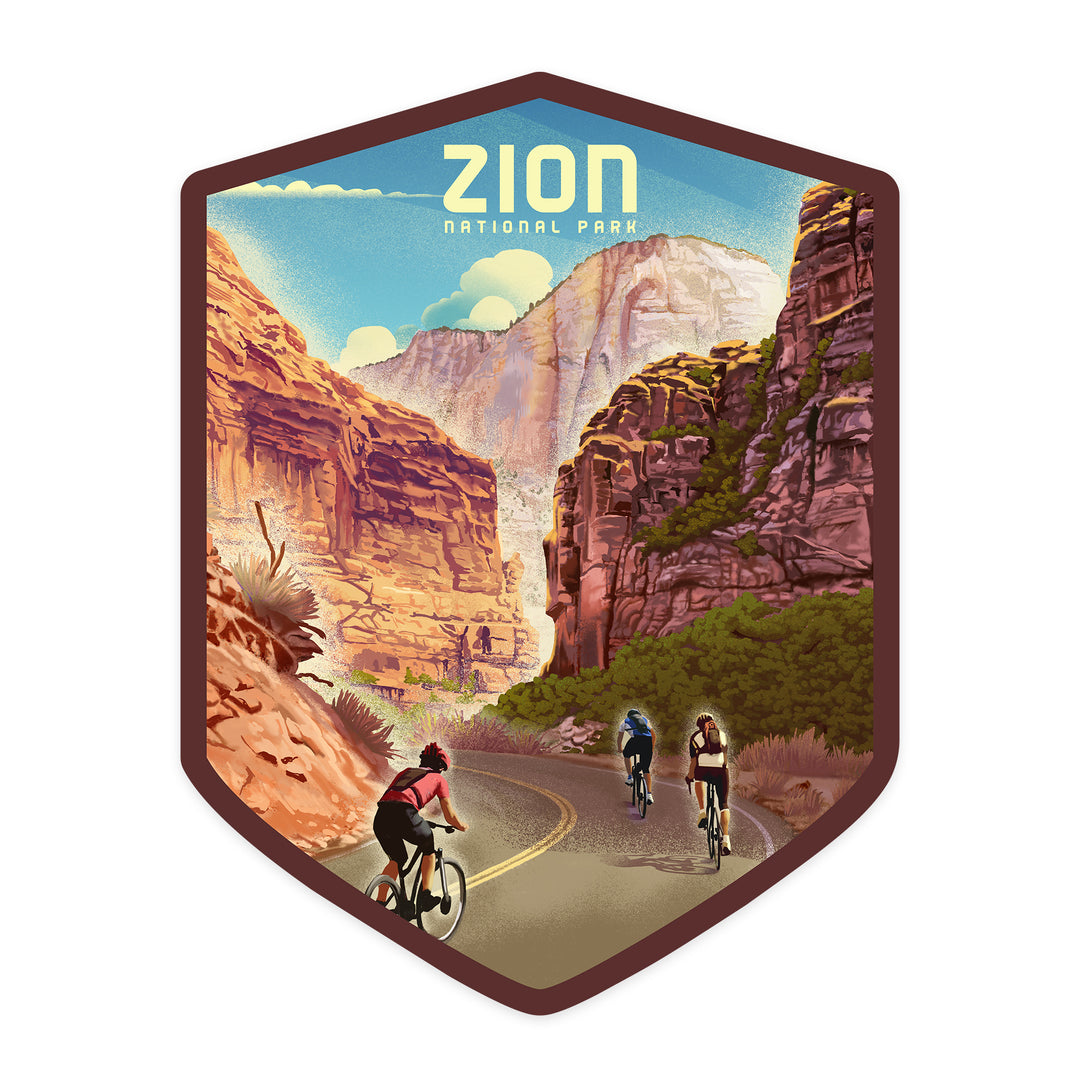 East Zion Bike Trail, Zion National Park Cycling Artwork, Vinyl Sticker