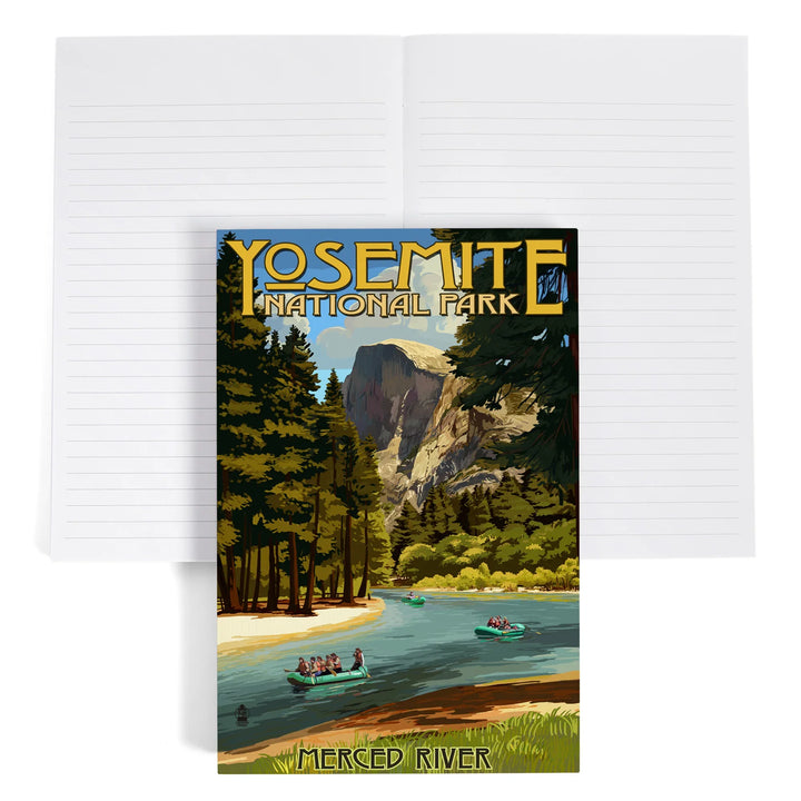 Lined 6x9 Journal, Yosemite National Park, California, Merced River Rafting, Lay Flat, 193 Pages, FSC paper