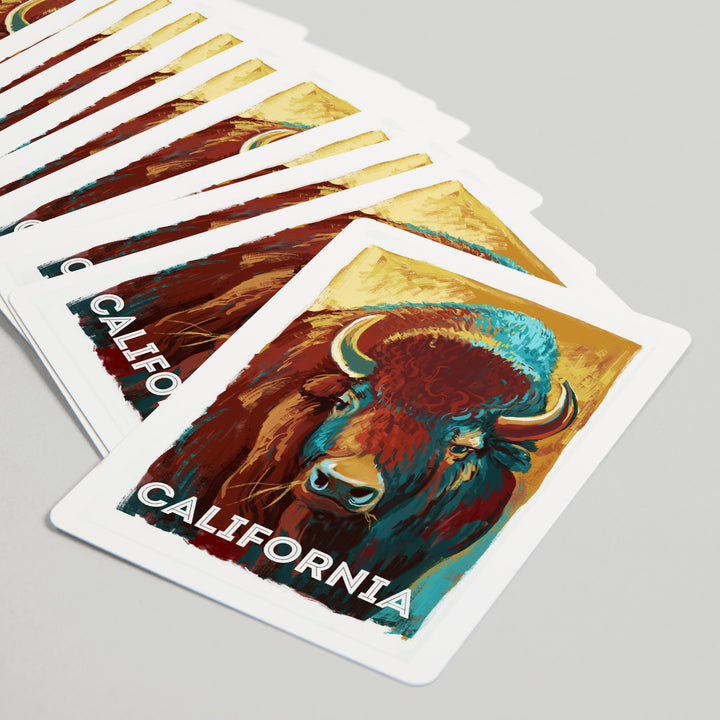 Playing Cards, California, Vivid, Bison, 52 Card Deck with Jokers in Box, Unique Art