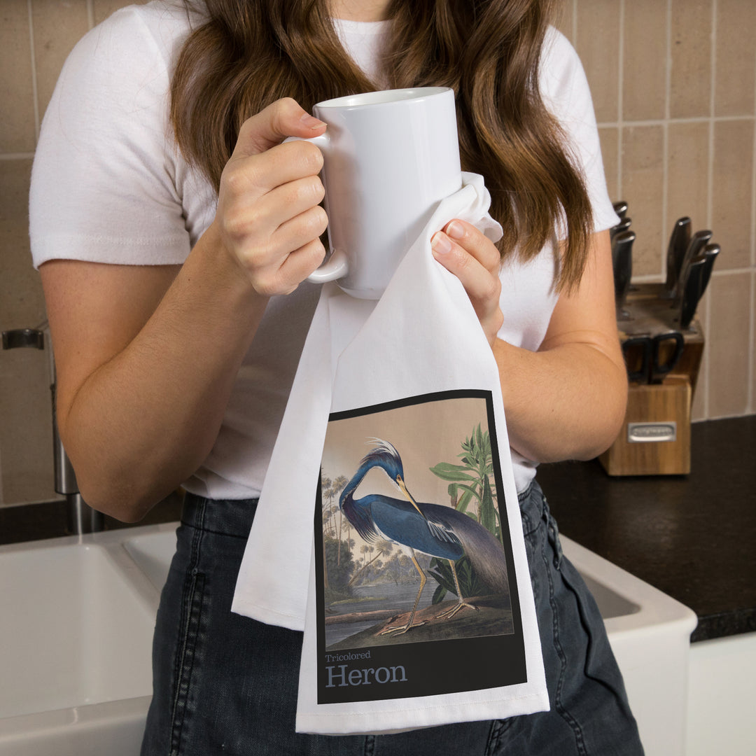 Audubon Birds of North America, Heron, Organic Cotton Kitchen Tea Towels