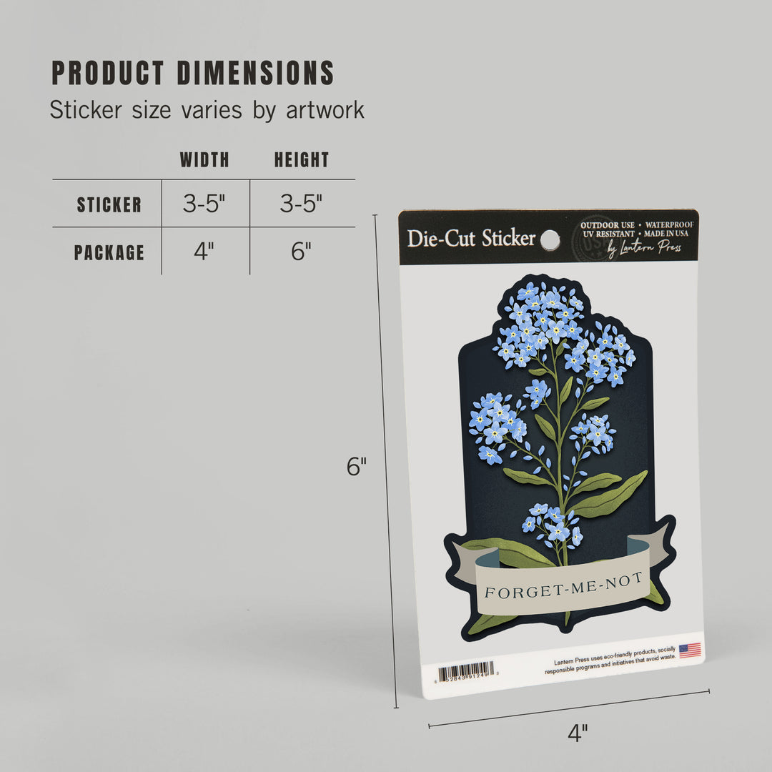 Vintage Flora Noir, Forget-Me-Not, Vinyl Sticker