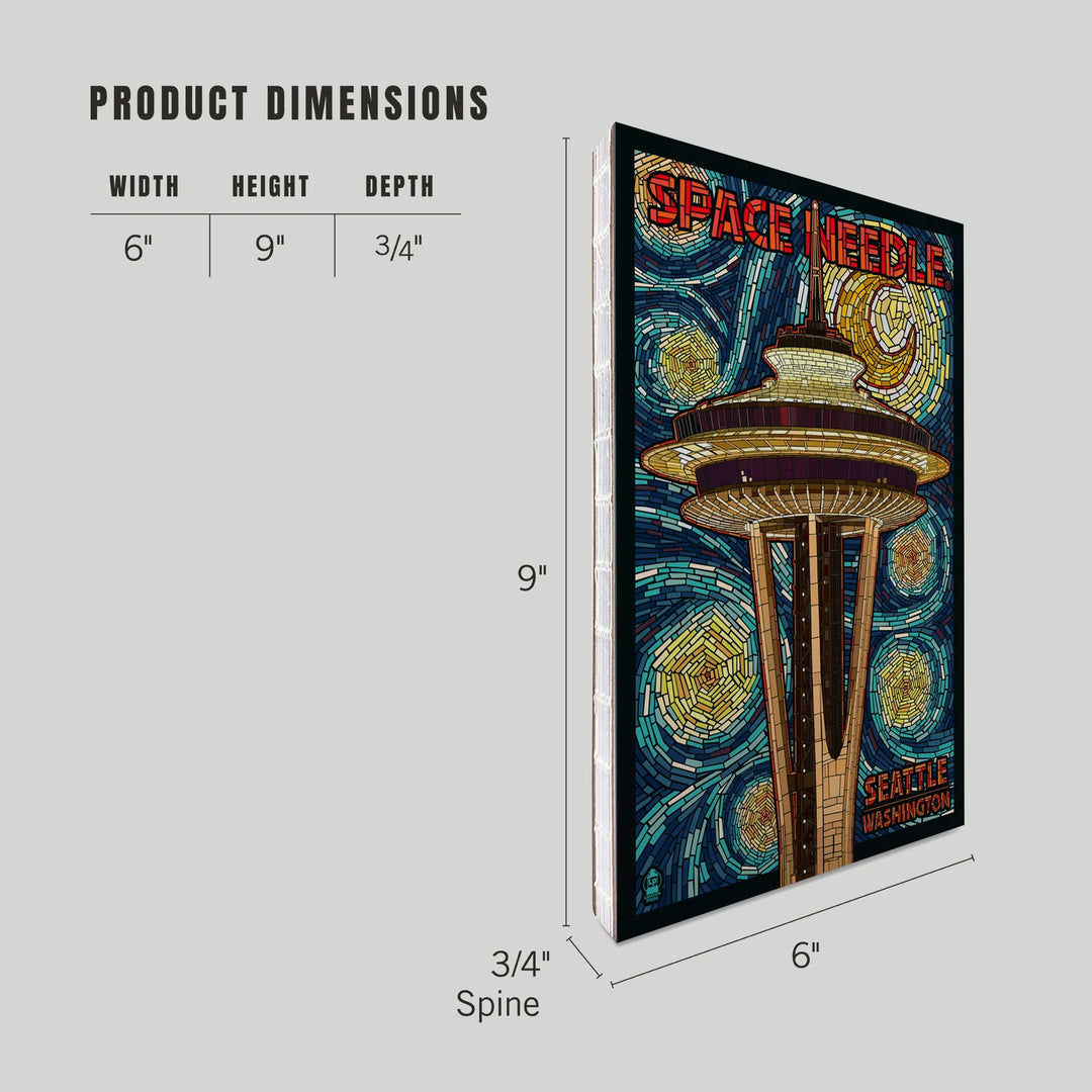 Lined 6x9 Journal, Seattle, Washington, Space Needle Mosaic, Lay Flat, 193 Pages, FSC paper