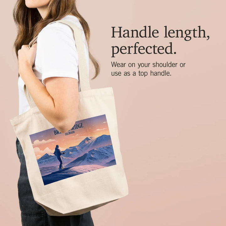 Breckenridge, Colorado, Skier at the Top, Lithograph, Tote Bag