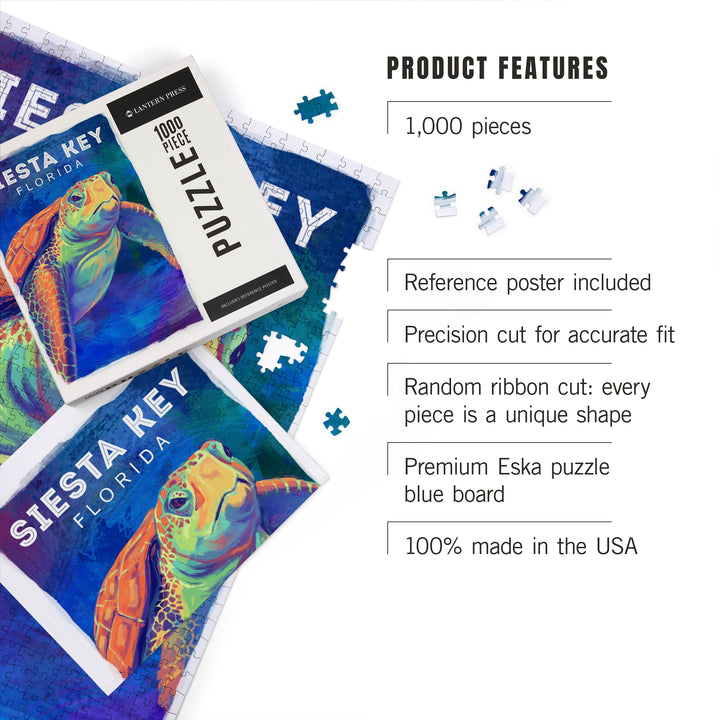 Siesta Key, Florida, Vivid, Sea Turtle, 1000 Piece Jigsaw Puzzle