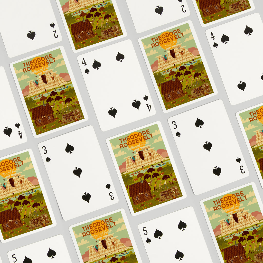 Playing Cards, Theodore Roosevelt National Park, North Dakota, Geometric National Park Series, 52 Card Deck with Jokers in Box, Unique Art