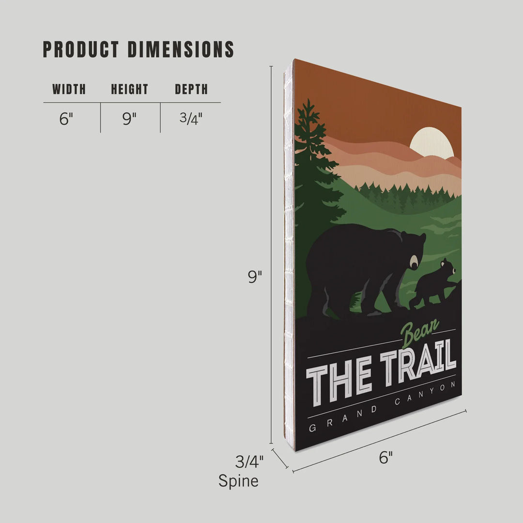 Lined 6x9 Journal, Grand Canyon National Park, Arizona, Bear the Trail, Vector Style, Lay Flat, 193 Pages, FSC paper