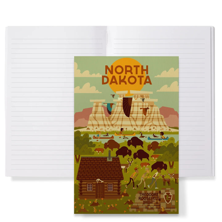 Lined 6x9 Journal, North Dakota, Theodore Roosevelt National Park, Geometric National Park Series, Lay Flat, 193 Pages, FSC paper