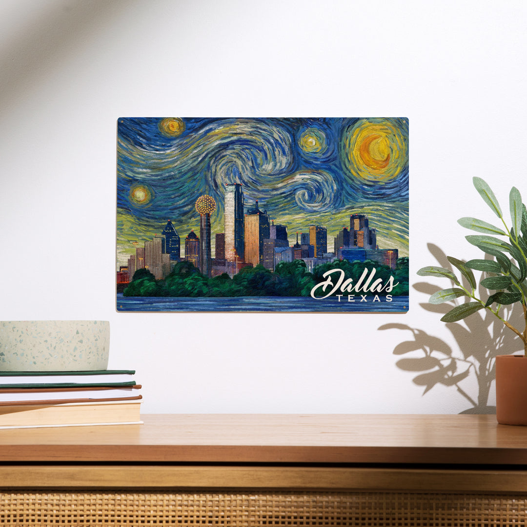 Dallas, Texas, Starry Night City Series, Wood Sign and Postcards