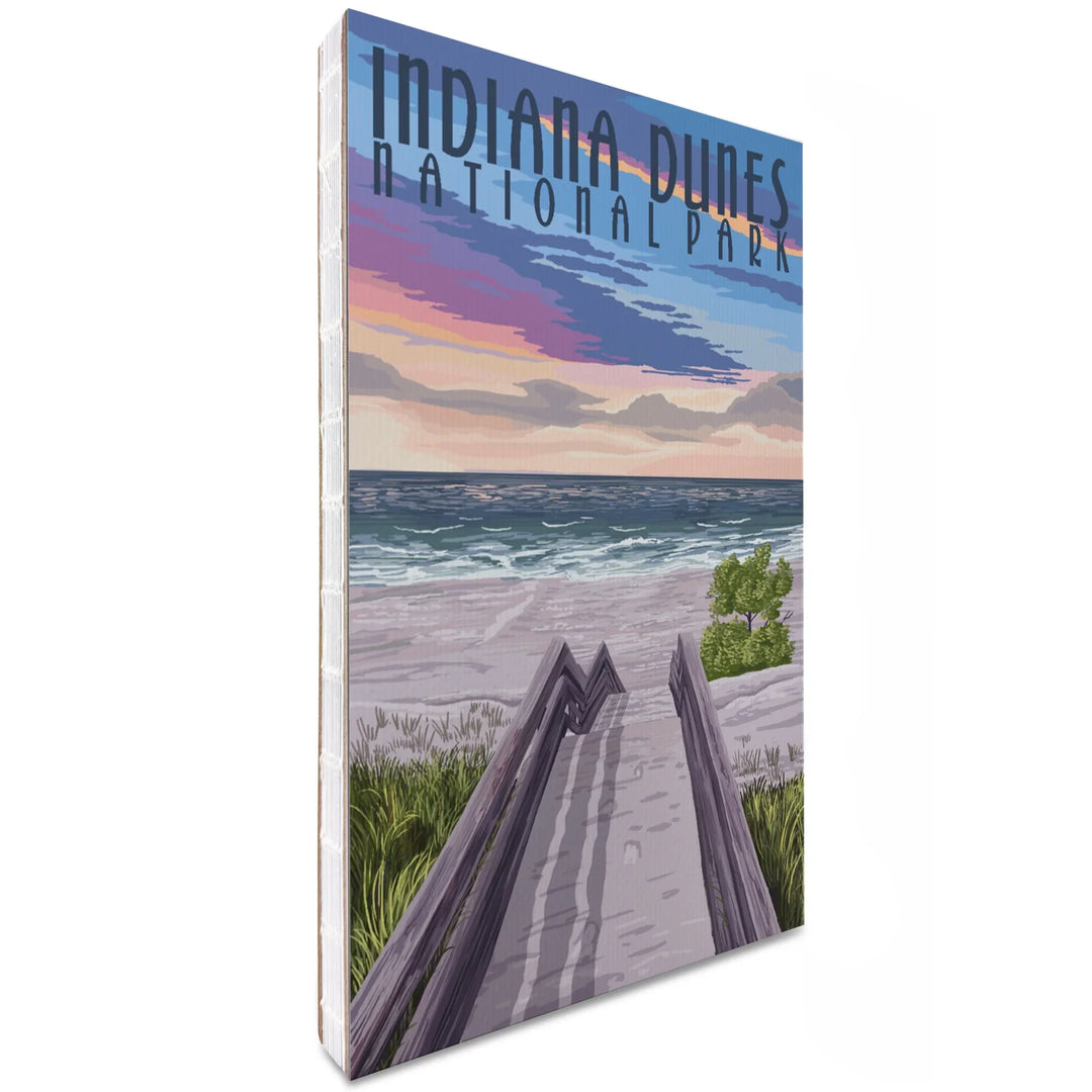 Lined 6x9 Journal, Indiana Dunes National Park, Lake Michigan, Beach Boardwalk Scene, Lay Flat, 193 Pages, FSC paper