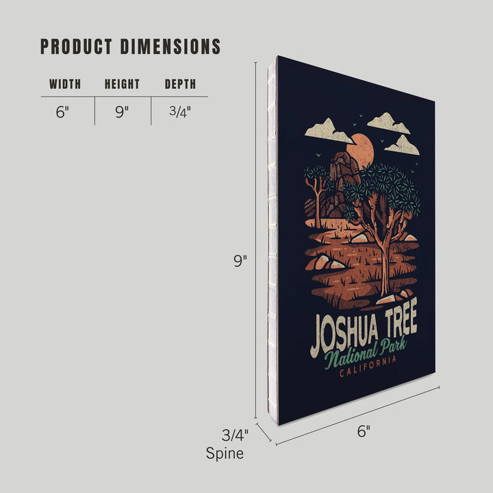 Lined 6x9 Journal, Joshua Tree National Park, California, Distressed Vector, Lay Flat, 193 Pages, FSC paper