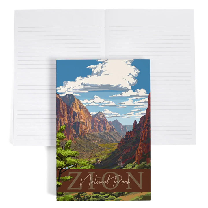 Lined 6x9 Journal, Zion National Park, Zion Canyon View, Typography, Lay Flat, 193 Pages, FSC paper