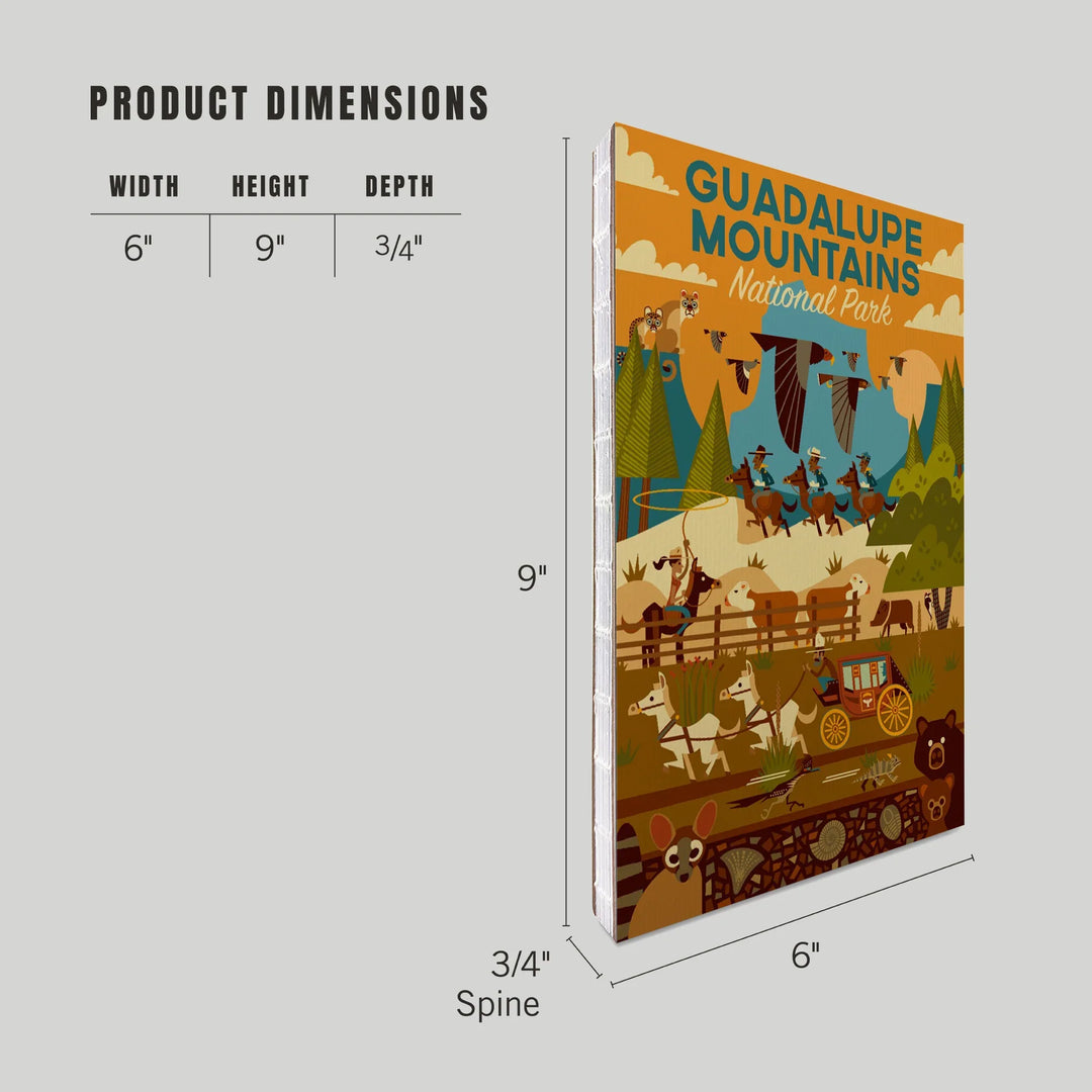 Lined 6x9 Journal, Guadalupe Mountains National Park, Texas, Geometric, Lay Flat, 193 Pages, FSC paper