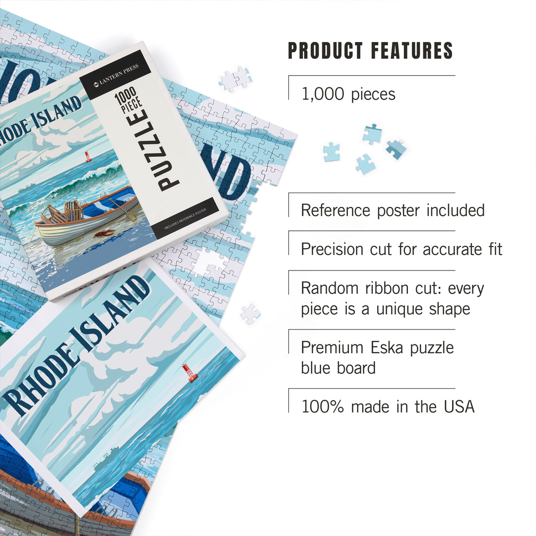 Rhode Island, Painterly, Dory and Lobster Traps, 1000 Piece Jigsaw Puzzle