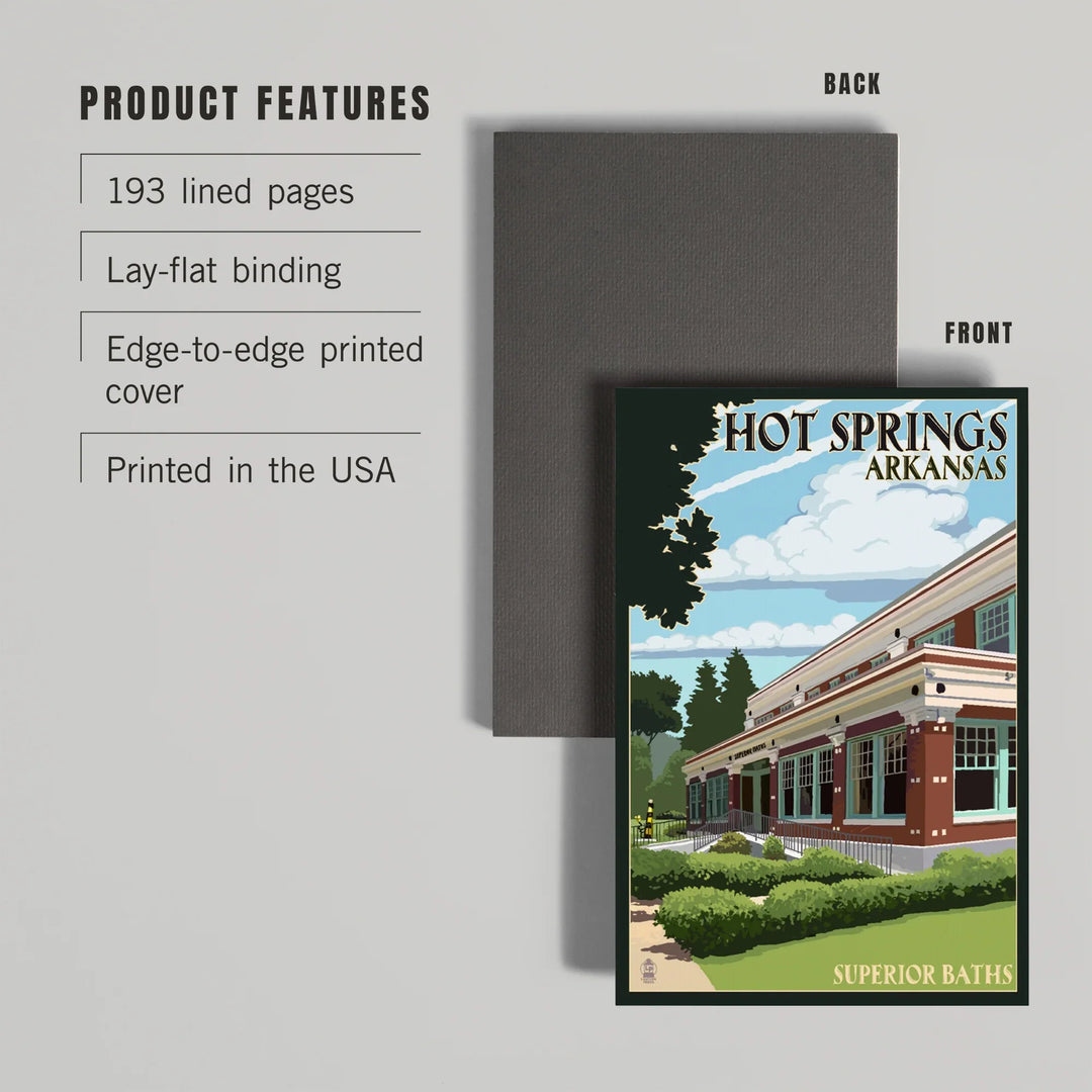 Lined 6x9 Journal, Hot Springs National Park, Arkansas, Superior Baths, Lay Flat, 193 Pages, FSC paper