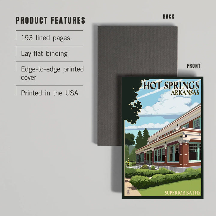 Lined 6x9 Journal, Hot Springs National Park, Arkansas, Superior Baths, Lay Flat, 193 Pages, FSC paper