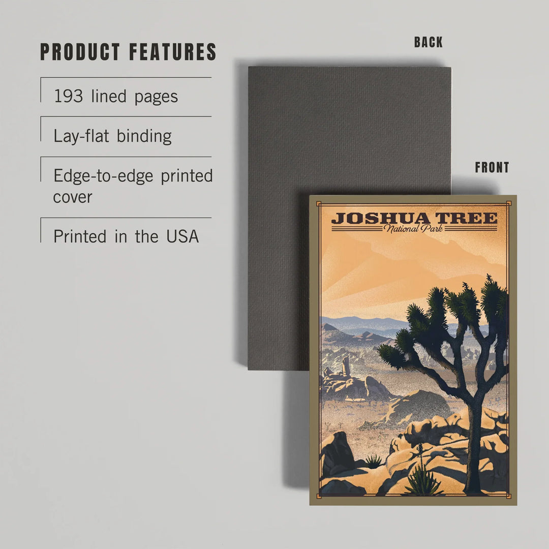 Lined 6x9 Journal, Joshua Tree National Park, California, Lithograph National Park Series, Lay Flat, 193 Pages, FSC paper