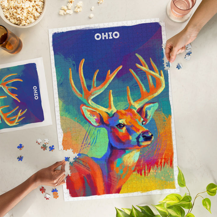 Ohio, Vivid, White Tailed Deer, 1000 Piece Jigsaw Puzzle