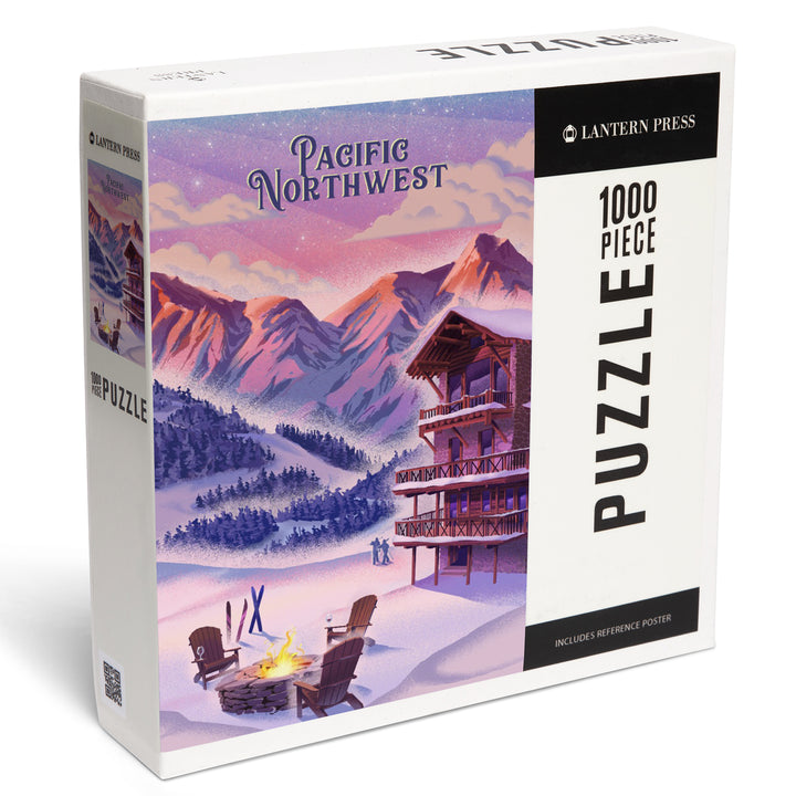 Pacific Northwest, Lithograph, Apres Ski, 1000 Piece Jigsaw Puzzle