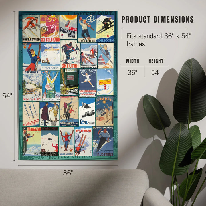 Vintage Ski Collage, Art & Giclee Prints