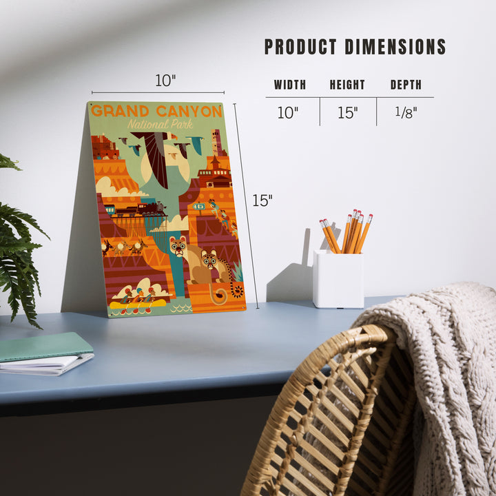 Grand Canyon National Park, Arizona, Geometric, Wood Sign and Postcards