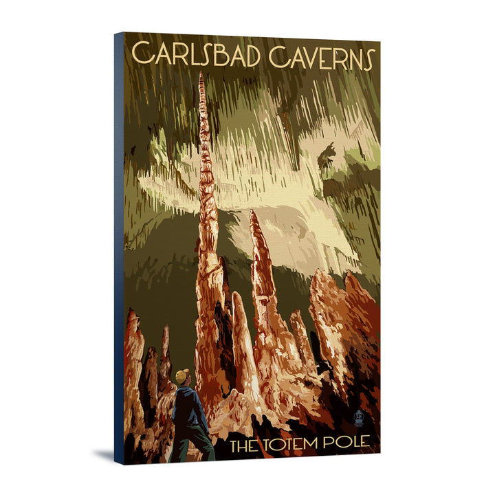 Carlsbad Caverns National Park, New Mexico, The Totem Pole, Lantern Press Poster, Stretched Canvas - Lantern Press