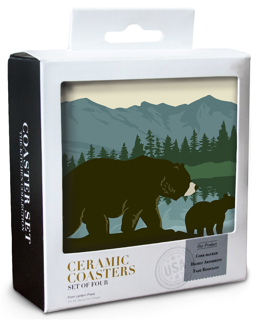 Yellowstone National Park, Wyoming, Grizzly Bear and Cub, Coaster Set