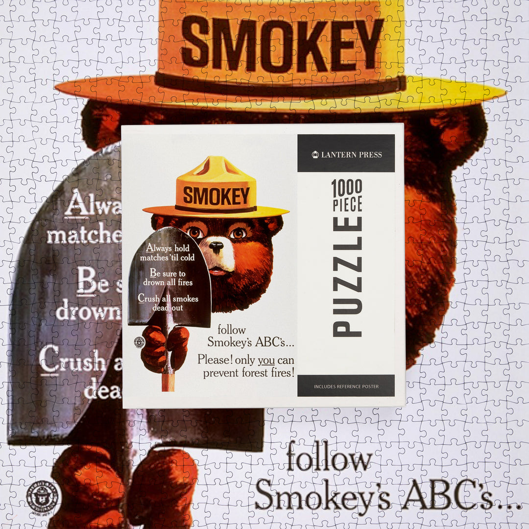 Smokey Bear, ABCs, Shovels, Officially Licensed Vintage Poster, Jigsaw Puzzle