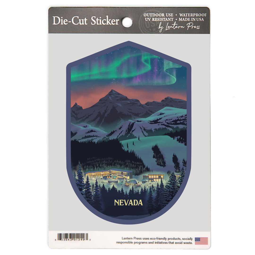 Nevada, Village under Northern Lights, Vinyl Sticker
